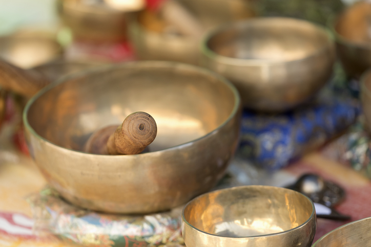 Tibetan bowls in a Spanish market